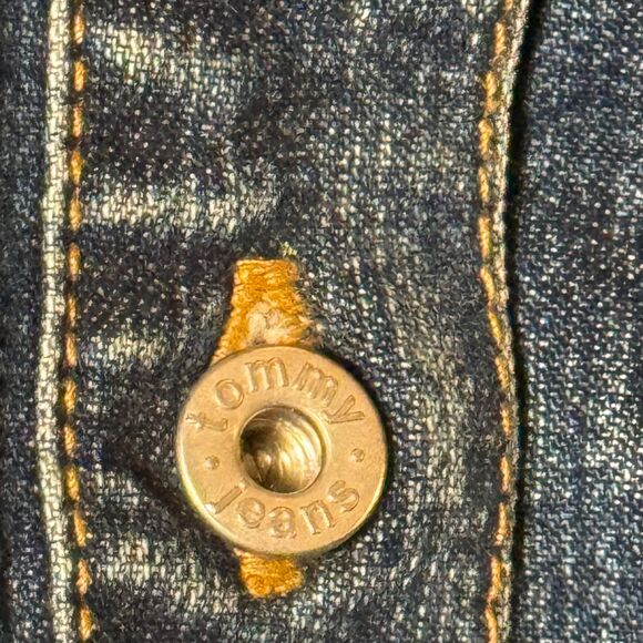 Tommy Girl Denim Shirt Dress w/POCKETS Y2K Retro Casual Utility Button-Up Large - Picture 9 of 11